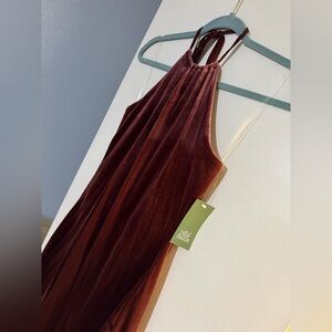 Wild Fable Velvet Backless Dress in Deep Burgundy